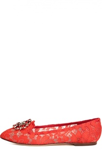 Кружевные лоферы Rainbow Lace с брошью Dolce &amp; Gabbana