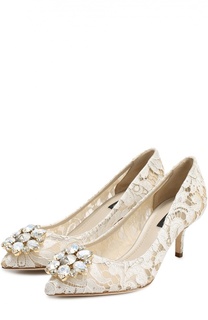 Кружевные туфли Rainbow Lace с брошью Dolce &amp; Gabbana