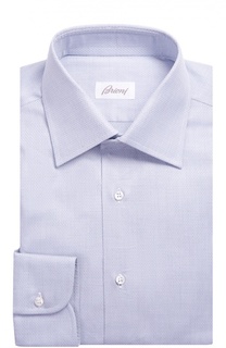 Хлопковая рубашка в клетку с воротником кент Brioni