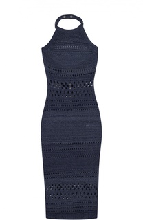 Платье-футляр с открытой спиной и перфорацией Balmain