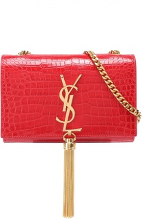 Сумка Monogram small с тиснением под крокодила Saint Laurent