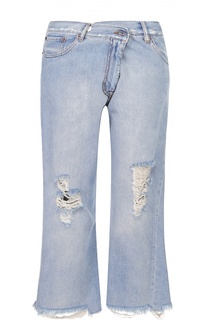 Укороченные расклешенные джинсы с потертостями Mm6
