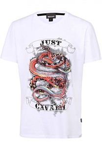 Хлопковая футболка с контрастным принтом Just Cavalli