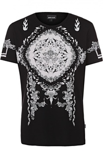 Хлопковая футболка с контрастным принтом Just Cavalli