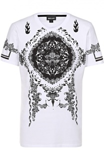 Хлопковая футболка с контрастным принтом Just Cavalli