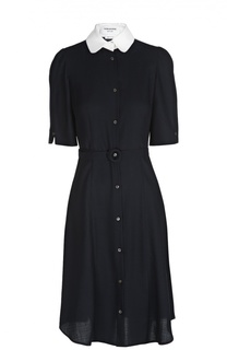 Приталенное платье-рубашка с контрастным воротником Thom Browne