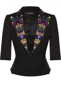 Приталенный жакет с укороченным рукавом и декорированными лацканами Dolce &amp; Gabbana