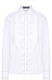 Приталенная блуза с оборкой и контрастной прострочкой Dolce &amp; Gabbana