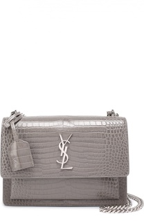 Сумка Sunset Monogram medium с тиснением под крокодила Saint Laurent