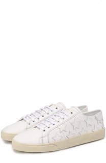Кожаные кеды Classic Court с аппликациями Saint Laurent