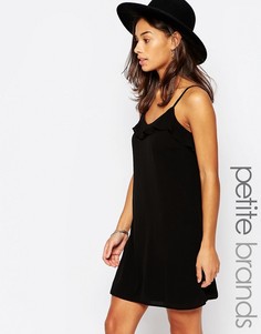 Платье-комбинация с оборкой New Look Petite - Черный