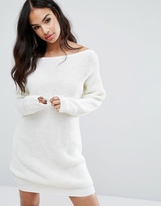 Платье-джемпер мини с овальным вырезом Boohoo - Синий