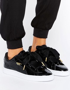 Черные лакированные кроссовки Puma Basket Heart - Черный