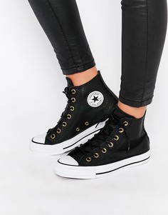 Высокие кожаные кроссовки с перфорацией Converse Chuck Taylor - Черный