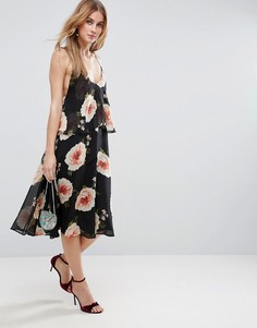 Платье миди с кроп-топом и цветочным принтом ASOS - Мульти