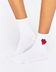 Носки с вышивкой сердец ASOS Valentines - Серый