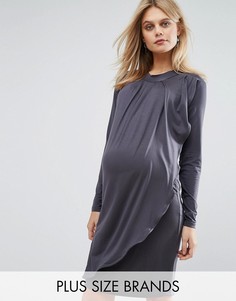 Трикотажное платье для беременных и кормящих с длинными рукавами Mamalicious - Серый Mama.Licious