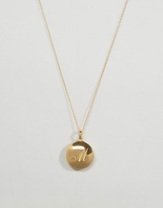 Ожерелье из 14-каратного золота с буквой M на медальоне Carrie Elizabeth - Золотой