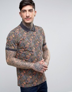 Поло из ткани пике с принтом пейсли Pretty Green Gretton - Черный
