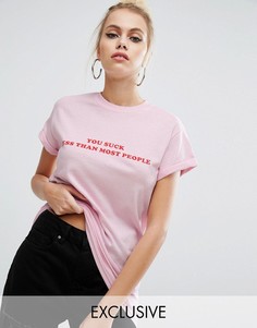 Футболка бойфренда You Suck Less Adolescent Clothing Valentines - Розовый