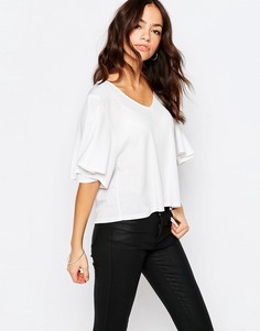 Топ с рукавами-бабочками New Look - Кремовый