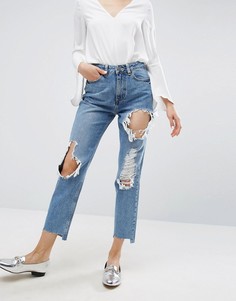 Рваные джинсы в винтажном стиле со ступенчатым краем ASOS ORIGINAL - Синий