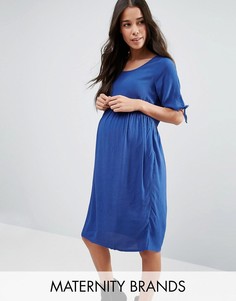 Платье для беременных с завязками на рукавах Mamalicious - Синий Mama.Licious