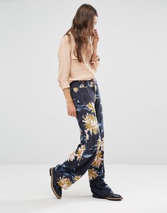 Широкие брюки с цветочным принтом Gestuz - Темно-синий
