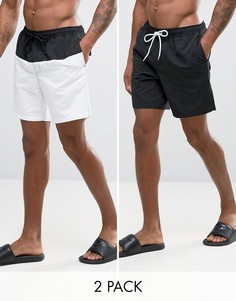 ASOS Swim Shorts 2 Pack In Monochrome In Mid Length SAVE - Мульти
