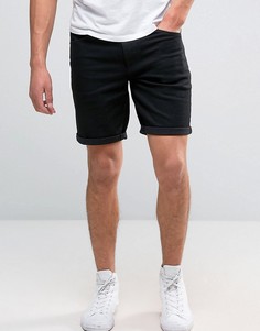 Черные узкие джинсовые шорты стретч ASOS - Черный