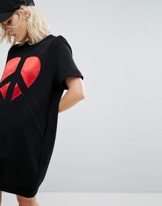 Трикотажное платье Love Moschino Peace And Heart - Черный