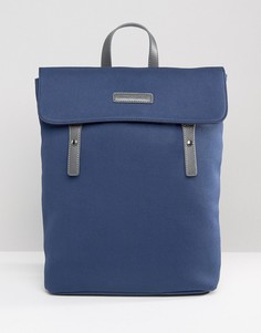 Парусиновый рюкзак с клапаном и кожаной отделкой Smith And Canova - Темно-синий