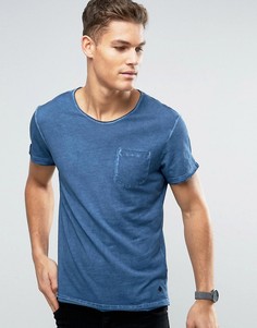 Выбеленная футболка с карманом Casual Friday - Синий