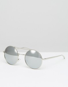 Солнцезащитные очки с круглыми зеркальными стеклами AJ Morgan - Серебряный