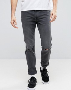 Серые джинсы слим с рваной отделкой Levis Line 8 - Серый