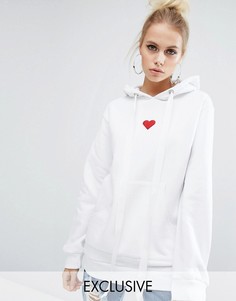 Oversize-худи бойфренда с вышитым сердечком Adolescent Clothing Valentines - Белый