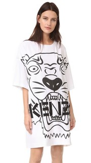 Атласное платье Tiger со вставкой из крепа на спине Kenzo