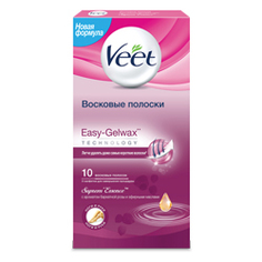 VEET Восковые полоски для депиляции с ароматом Бархатной розы и эфирными маслами 10 шт.