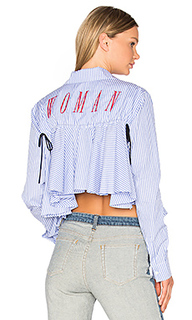 Back ruffle striped shirt - OFF-WHITE