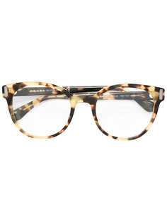 tortoiseshell round glasses Prada Eyewear