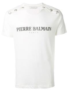 футболка с заклепками и логотипом Pierre Balmain