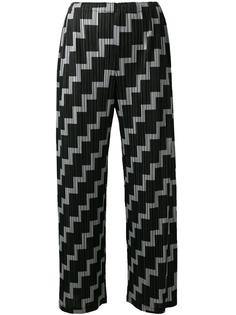 printed pleated cropped trousers  Pleats Please By Issey Miyake