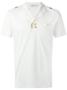 футболка-поло с золотистыми пуговицами Pierre Balmain