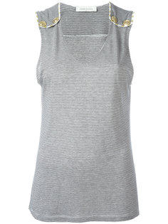 buttoned shoulder striped tank Pierre Balmain
