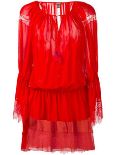 платье с кружевом и заниженной талией Roberto Cavalli