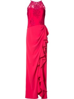 ruffled slit dress Badgley Mischka