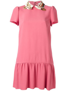 платье с вышивкой птиц на воротнике Red Valentino
