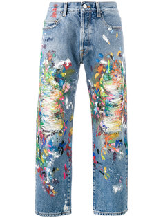 distressed painted jeans  Palm Angels