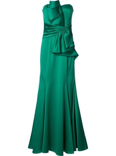 ruffled waist strapless gown Badgley Mischka