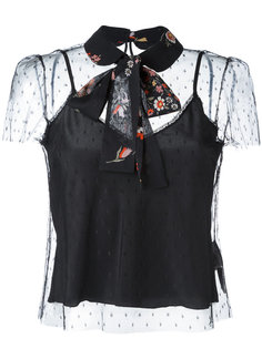 прозрачная блузка с завязками на шее Red Valentino
